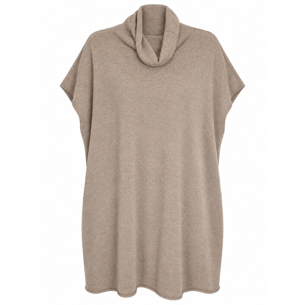 Eileen Fisher Cashmere Cowl Neck Tunic Sweater Size M Tan Heather Oversized